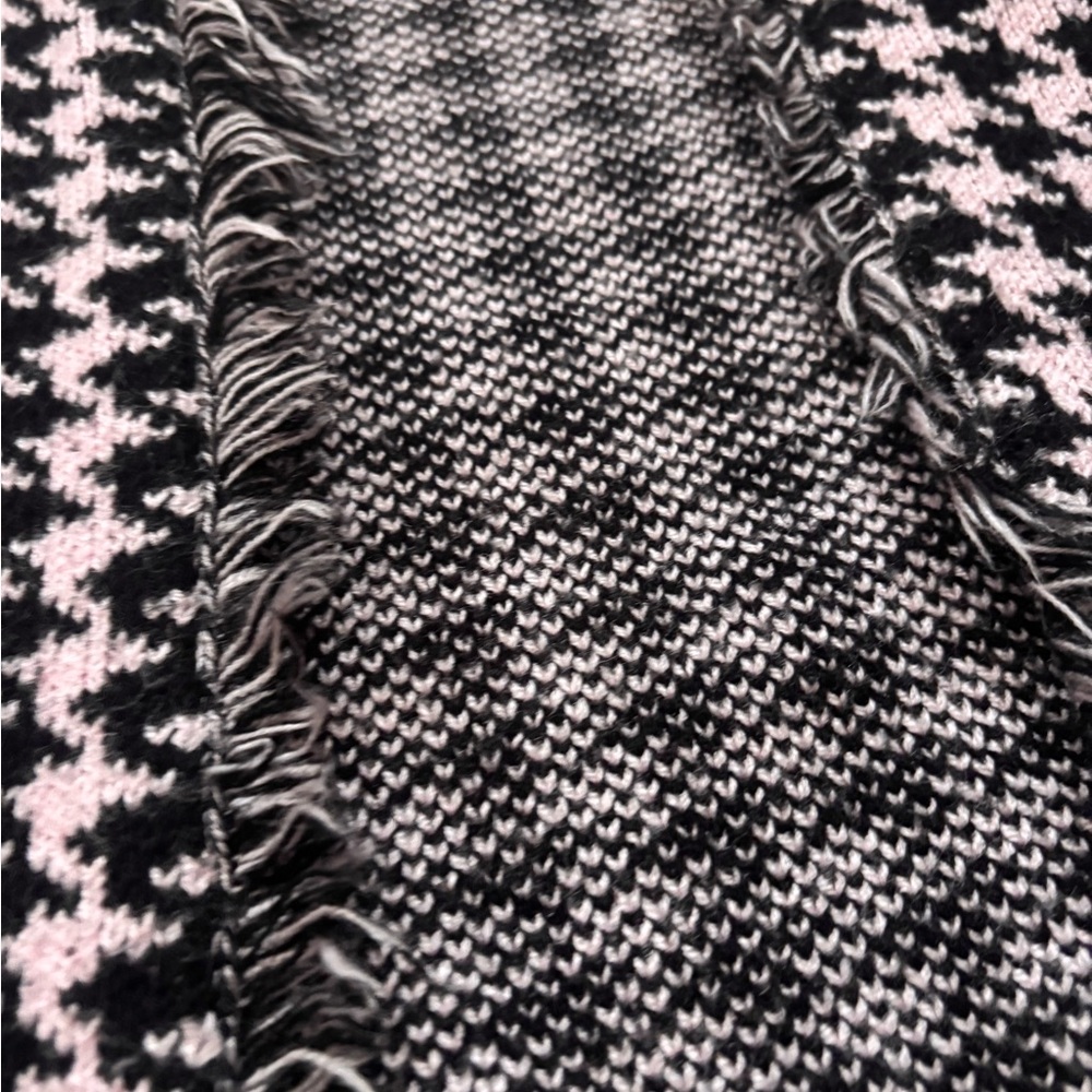 Worthington Black and Pink Knit Houndstooth Crop Jacket